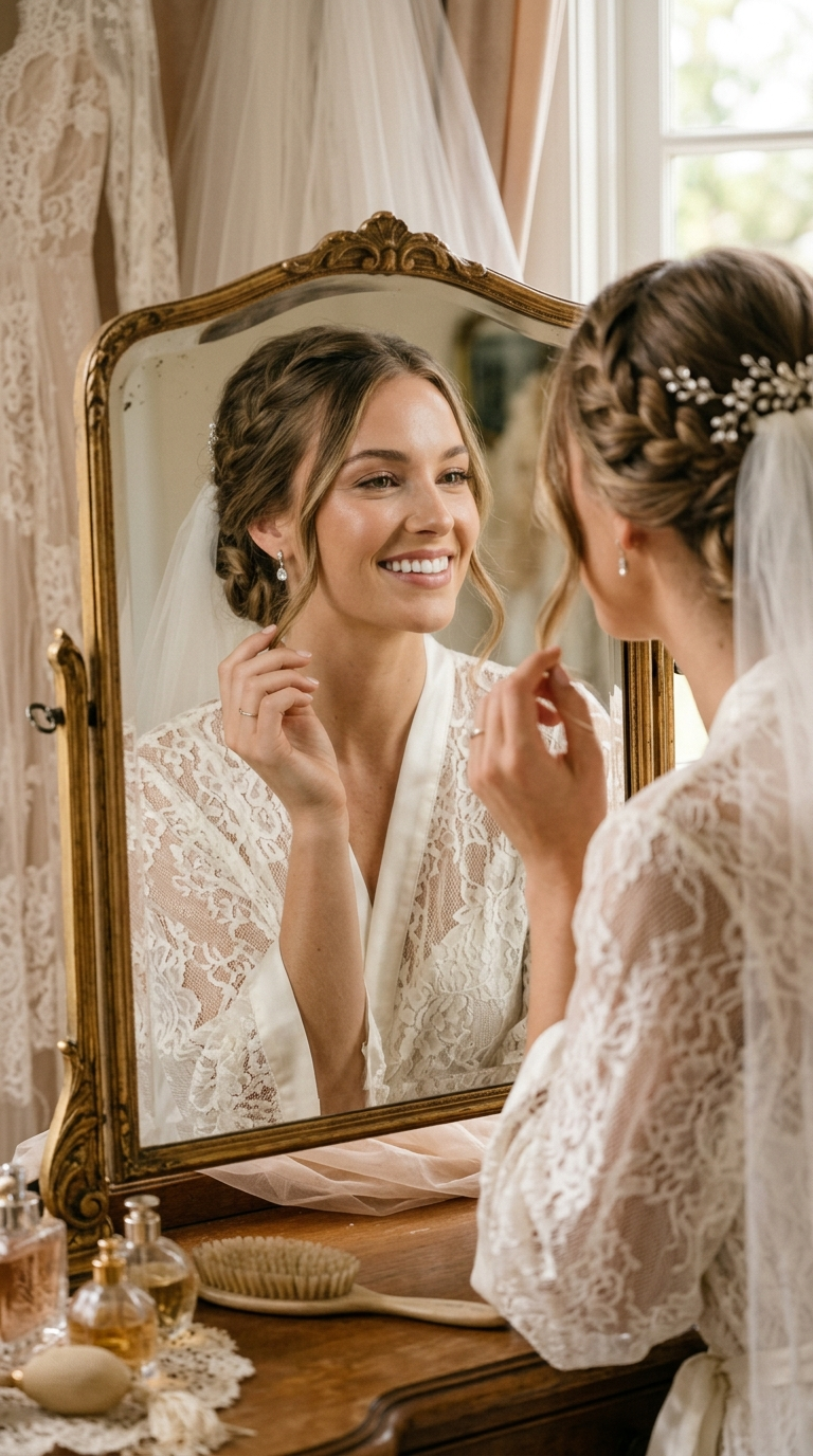 Novia sonriendo en su día especial